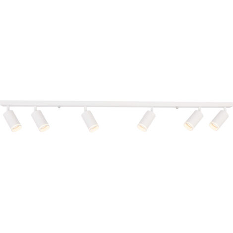 Moderne Deckenleuchte, weißer Streifen, bewegliche Strahler, 6xGU10 10W PIPE Milagro