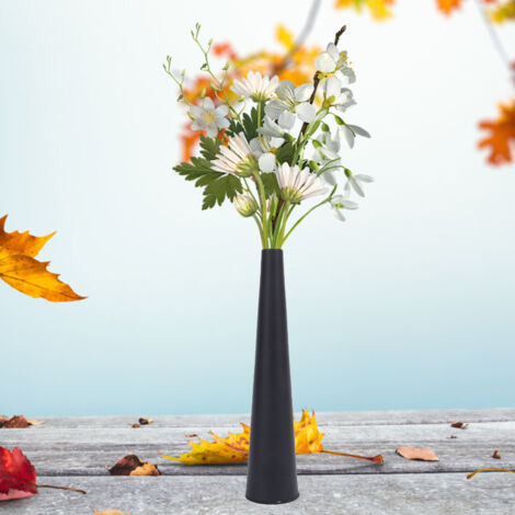 Moderne dekorative Blumenvase aus Aluminium  Schlanke Vase mit rutschfestem Boden für frische oder künstliche Pflanzen auf dem Beistelltisch  Durchmesser 2,2 cm  Schwarz