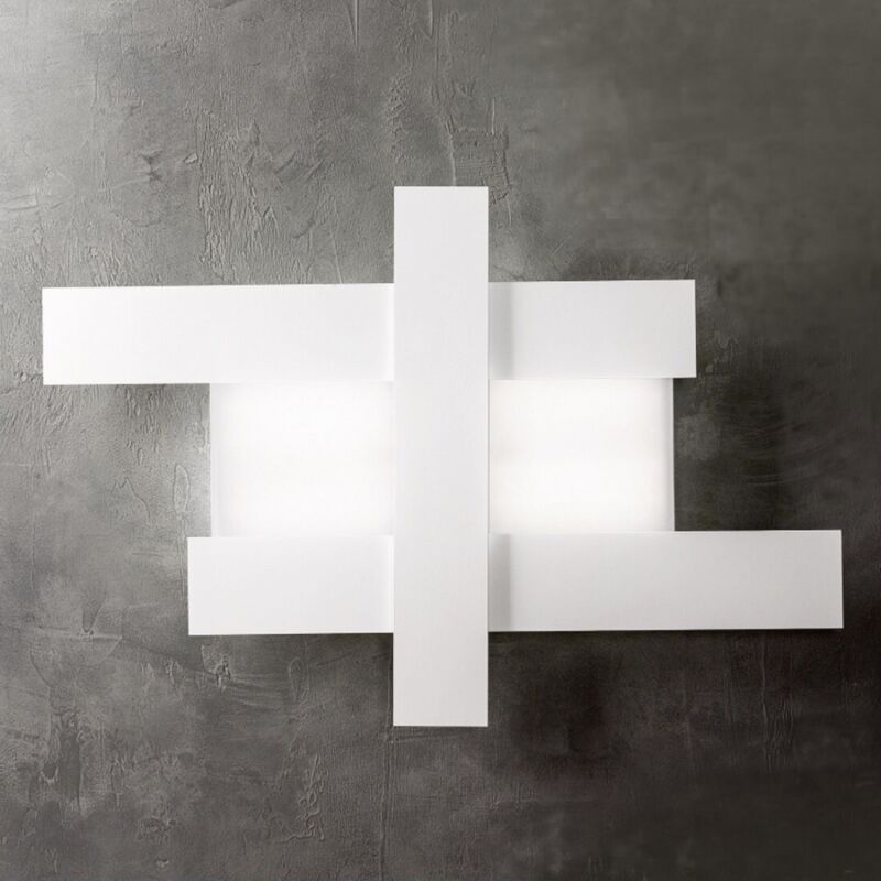 Gea Luce Licht Moderne Design-Led-Wandleuchte 40 W Weiß – Geometrische Stahlstruktur, 3000 K Warmes 2620 Lm, Breite 84 Cm, Ip20