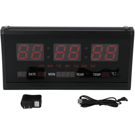 Moderne digitale LED-Wanduhr mit Datumsanzeige – für Wohnzimmer, Schlafzimmer, Büro – 110–220 V Netzteil, US-Stecker