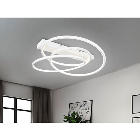 Moderne dimmbare LED Deckenleuchte DARVIN in Weiß, Breite 64cm