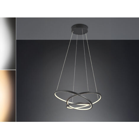 Moderne dimmbare LED Pendelleuchte DARVIN Schwarz, Breite 64cm