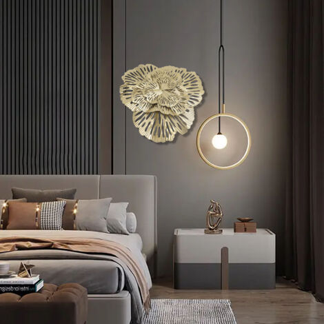 Moderne dreieckige Wanddekoration aus Metall, 3D-Eisenskulptur einer Ginkgoblume für Wohnzimmer, Schlafzimmer, Flur, Typ B