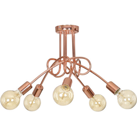 Moderne Edison Loft Pendelleuchte Kupfer 5x60W