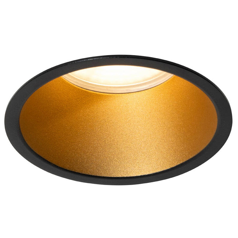 Qazqa Moderne Einbaustrahler Schwarz Mit Gold Gu10 70mm Ip44 - Dept