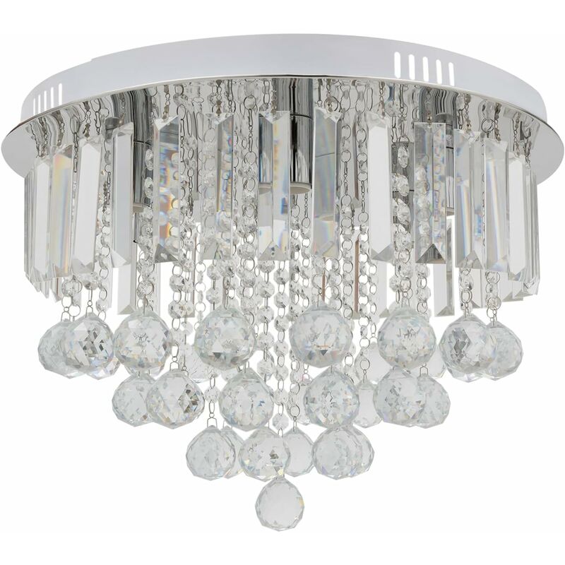 Moderne encastré lustre en cristal cristal goutte de pluie lustre cristal gouttelette ronde Chrome plafonniers Pendentif Lampe Lustre En Cristal