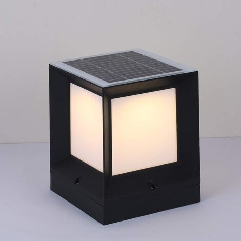 Moderne énergie solaire pelouse Paysage Colonne lumineuse IP65 pilier carré étanche Lampe en aluminium traditionnel Noir Acrylique Bollard （xl）