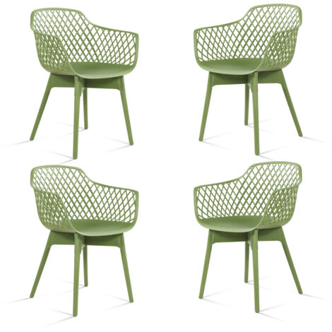 Moderne Esszimmerstühle, 4er Set, Wetterbeständige Kunststoff-Café-Stühle mit Ergonomischer Rückenlehne und Rutschfesten Pads, Geeignet für Terrasse, Restaurant, Garten