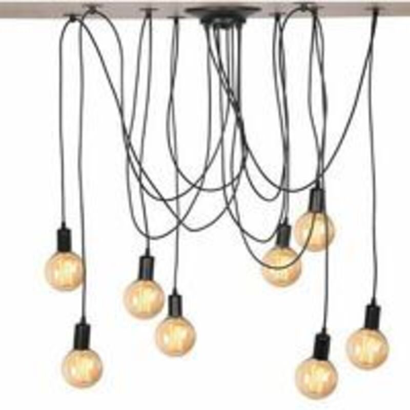 Moderne et Rétro Lustre Suspension, 8 Bras Suspension Luminaire diy Créatif Lustre Araignee Ajustable 200CM Vintage Lampe de Plafond avec E27