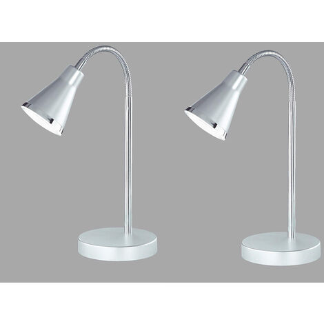 Moderne flexible LED Schreibtischleuchten 2er SET 1 flammig Kunststoff in silber