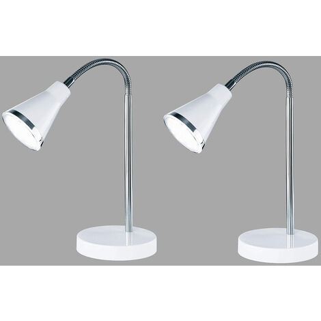 Moderne flexible LED Schreibtischleuchten 2er SET 1 flammige Kunststoff in Weiß
