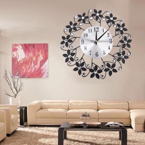 Moderne, geräuschlose Metallwanduhr – Dekoration für Büro und Wohnzimmer, Kristall