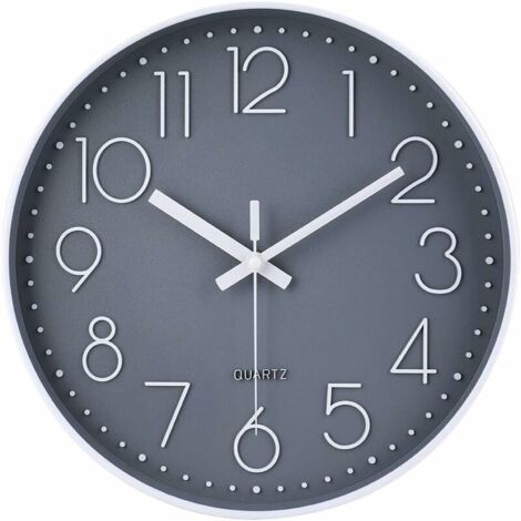 Moderne, geräuschlose Wanduhr, ideal für Schlafzimmer, Küche und Wohnzimmer, Grau, 30 cm.