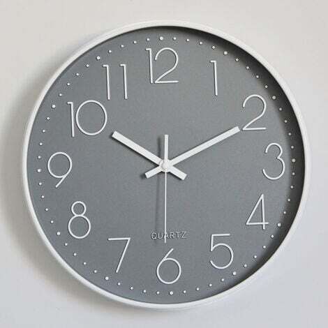 Moderne, geräuschlose Wanduhr ohne Ticken, Stumme Wanduhr Pendeluhr für Schlafzimmer, Küche, Wohnzimmer - Grau-30 CM