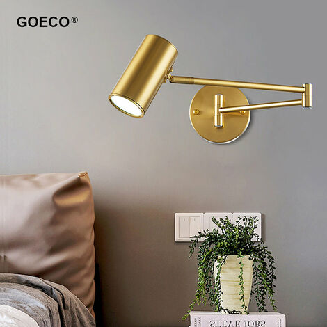 Moderne goldene verstellbare lange Arm-LED-Wandleuchte Nordic Wandleuchte für Schlafzimmer Wohnzimmer Nachttischbeleuchtung Wandleuchte