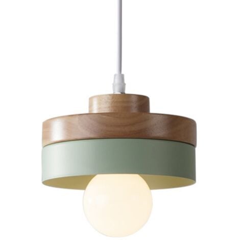 WOTTES Moderne Hängeleuchte Innenbereich Pendellampe Metall Holz Deckenleuchte für Küche Esszimmer Café Grün