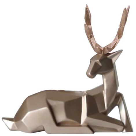 moderne Hirschfiguren aus Kunstharz, Innendekoration für Regal oder Schreibtisch (Gold)