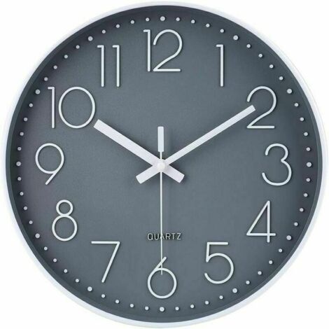 Moderne Horloge Murale silencieuse et sans tic-tac,Horloge Murale Mute Silencieuse Pendule Murale pour La Chambre Cuisine Salon - Gris-30 CM