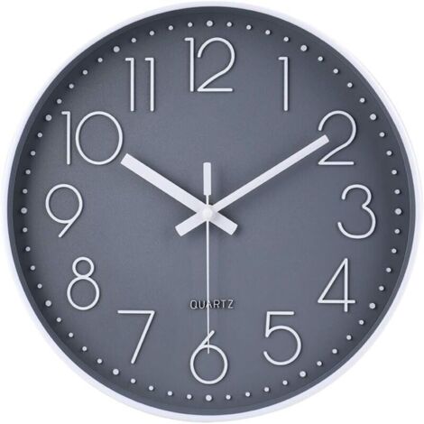 Moderne Horloge Murale silencieuse et sans tic-tac,Horloge Murale Mute Silencieuse Pendule Murale pour La Chambre Cuisine Salon - Gris-30 CM