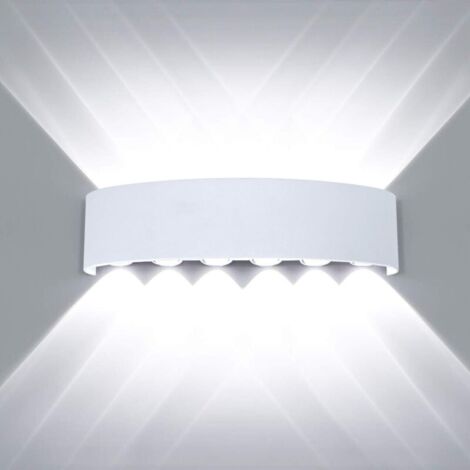 Moderne Imperméable Lampe Murale LED Applique Murale Up Down Aluminium Lèche-murs LED Intérieur Extérieur pour Salle de Bains Chambre à Coucher Couloir Salon Porche Escalier, 12W Blanc