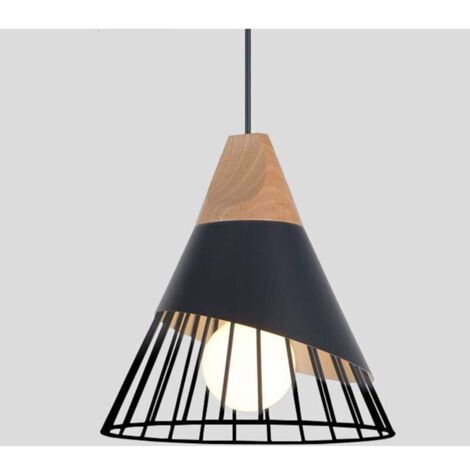 Moderne industrielle Pendelleuchte aus Holz mit Metallschirm, E27-Fassung, schlichter Käfig-Kronleuchter, kreative, verstellbare Hängeleuchte aus Eisen für Wohnzimmer, Schlafzimmer, Esszimmer, Küche