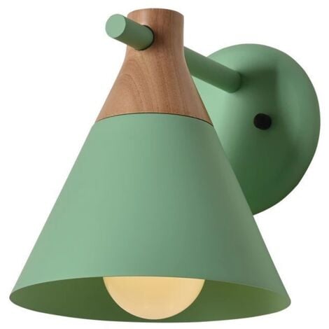 Moderne Industrielle Wandlampe Holz Metall Wandleuchte Grün Innen Wandbeleuchtung für Schlafzimmer Wohnzimmer Flur
