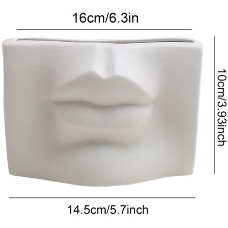 Moderne Keramikvase, weiß, 16 x 14 x 10 cm, minimalistisch, elegantes Design, geeignet für Hydrokultur und Dekoration