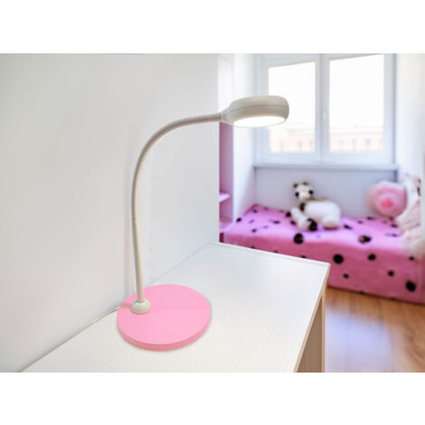 Moderne Kinder Schreibtischleuchte Pastellrosé-Grau mit Flexarm, Höhe 43cm