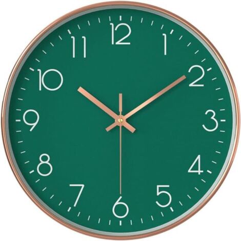 Moderne Kinderwanduhr - Geräuschlos - 30 cm - Quarz - Batteriebetrieben - Ideal für Büro, Klassenzimmer, Wohnzimmer, Schlafzimmer (grün)