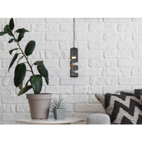 Moderne kleine LED Pendelleuchte 1-flammig aus Metall in Schwarz, Ø 12cm
