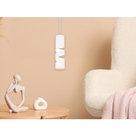 Moderne kleine LED Pendelleuchte 1-flammig aus Metall in Weiß, Ø 12cm