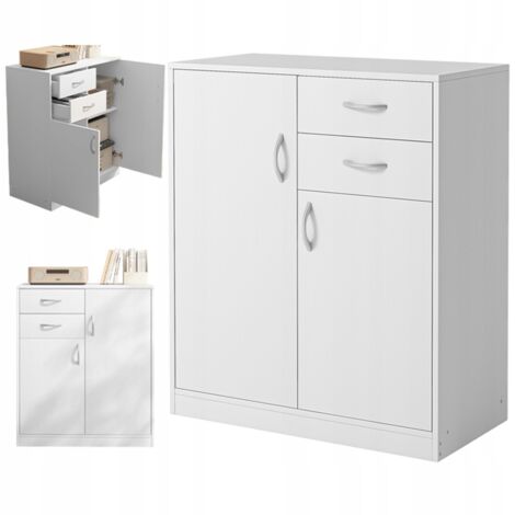 Moderne Kommode mit Schubladen und Regalen Loft weiß Regal Schrank Tür 74 cm