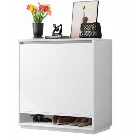 Moderne Kommode, weißer Schrank, geräumig für Schuhe, Schuhregal, 2 Türen, schmal