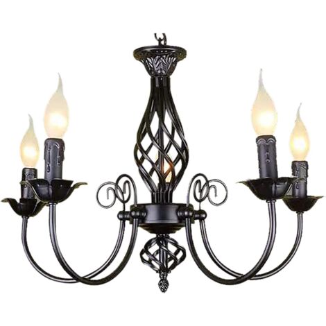 Moderne Kronleuchter 5-Kop flammig Decken Lampe Vintage Pendel Hänge Leuchte Deckenleuchten Nachtlampe Metall Kronleuchter E14 [Energieklasse A+]