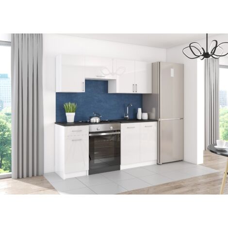 Moderne Küchenzeile LECO 180 cm in weiß Hochglanz – funktionales Design für jede Küche