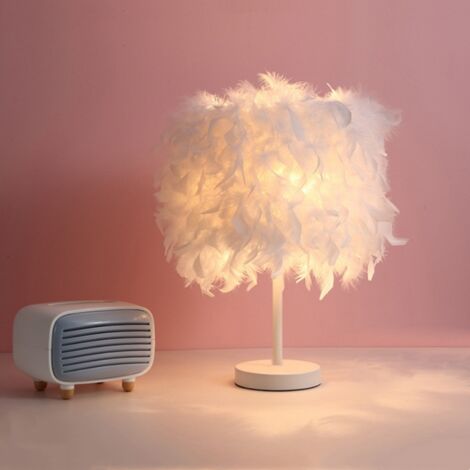 Moderne Lampe de Chevet Plume Moderne Lampe de Table Intérieur pour Maison Bar Restaurant Blanc E27 - 1Pcs