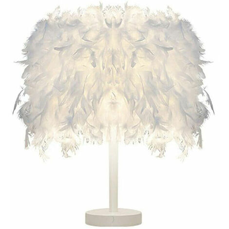Moderne Lampe de Table Plume Blanche pour Enfants Chambre Salle de lecture