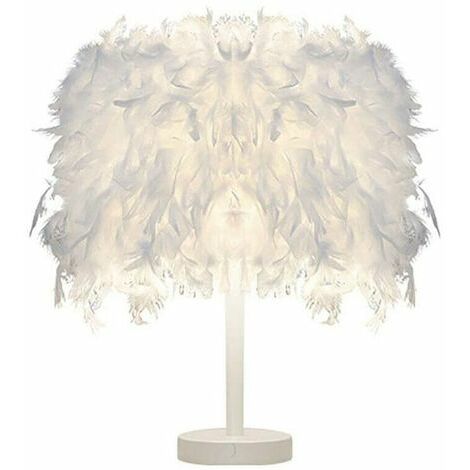 Moderne Lampe de Table Plume Blanche pour Enfants Chambre Salle de lecture