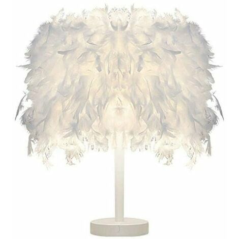 Moderne Lampe de Table Plume Blanche pour Enfants Chambre Salle de lecture