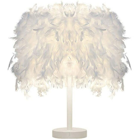 Moderne Lampe de Table Plume Blanche pour Enfants Chambre Salle de lecture