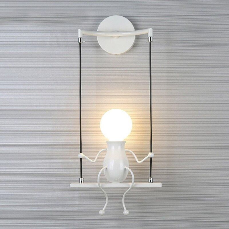 Moderne Lampe Murale Applique Créatif Simplicité Design Petite Personne Créatif E27 Luminaire Blanc pour Chambre d'enfant Couloir Décoratives Moderne Lampe Murale Applique Créatif Simplicité Design Petite Personne Créatif E27 Luminaire Blanc pour Chambre d'enfant Couloir Décoratives