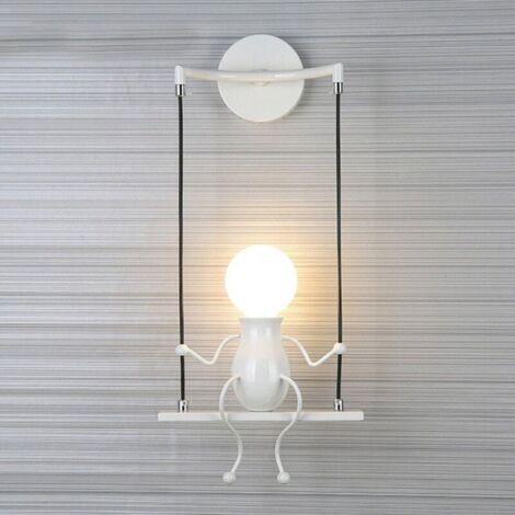 Moderne Lampe Murale Applique Créatif Simplicité Design Petite Personne Créatif E27 Luminaire Blanc pour Chambre d'enfant Couloir Décoratives Eclairage Cuisine Loft Bar