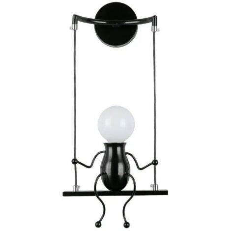 Moderne Lampe Murale Applique Créatif Simplicité Design Petite Personne Créatif E27 Luminaire Noir pour Chambre d'enfant Couloir Décoratives Ecla