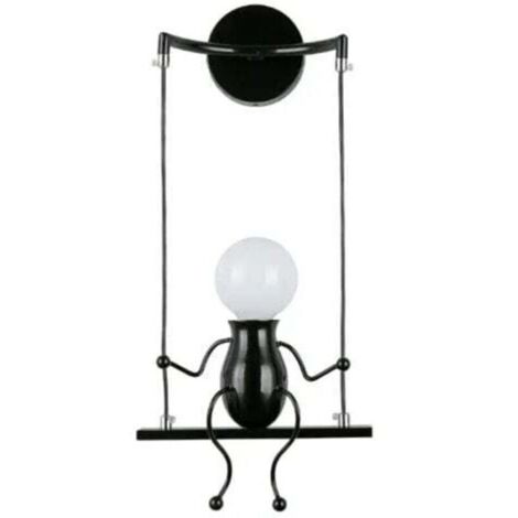 Moderne Lampe Murale Applique Créatif Simplicité Design Petite Personne Créatif E27 Luminaire Noir pour Chambre d'enfant Couloir Décoratives Ecla