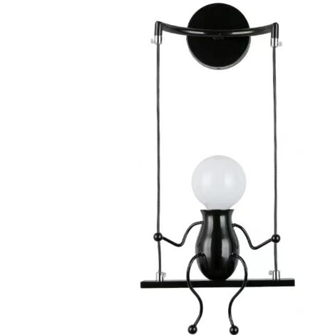 Moderne Lampe Murale Applique Créatif Simplicité Design Petite Personne Créatif E27 Luminaire Noir pour Chambre d'enfant Couloir Décoratives Eclairage Cuisine Loft Bar