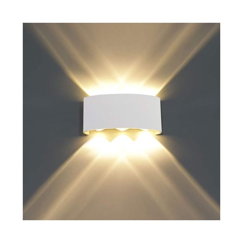 Moderne Lampe Murale LED Applique Murale 6W Blanc Chaud,pour Salle de Bains Porche Chambre à Coucher Couloir Salon Escalier - Blanc