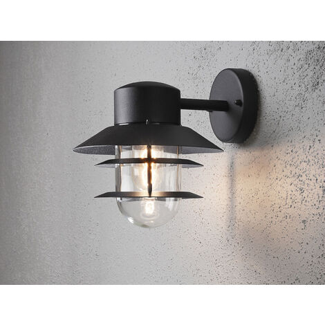 Moderne LED Außen Wandlaterne hängend, Aluminium Schwarz, Höhe 24cm
