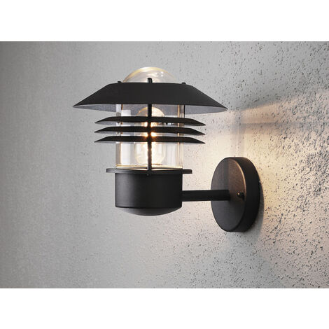 Moderne LED Außen Wandlaterne stehend, Aluminium Schwarz, Höhe 23cm