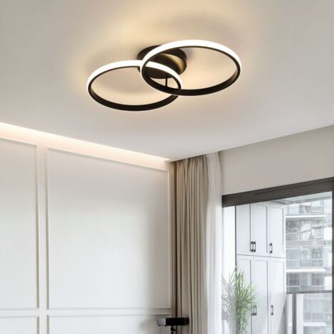 Moderne LED-Deckenleuchte, 18W Doppelring-LED-Pendelleuchte mit 3360 Lumen, schwarze Acryl-Deckenleuchte, geeignet für Schlafzimmer, Wohnzimmer und Büros, Farbtemperatur von 4500K.