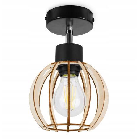 MODERNE LED-DECKENLEUCHTE MIT HOLZKUGELN